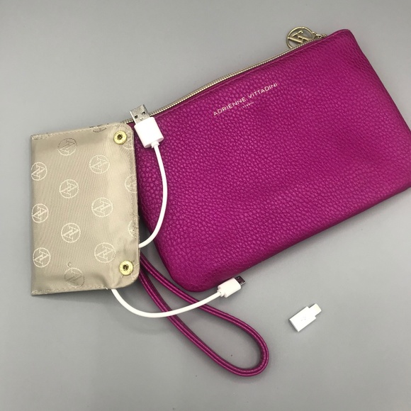 Adrienne Vittadini Handbags - Adrienne Vittadini Wallet Wristlet w Charging,Pink